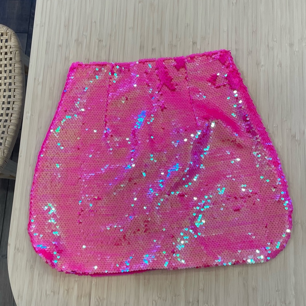 Superdown Relvove hot pink iridescent sequin mermaid mini skirt xs